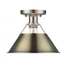  3306-FM PW-AB - Orwell 1-Light Flush Mount in Pewter with Aged Brass